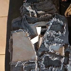 Distressed Denim Jacket W/ Pants
